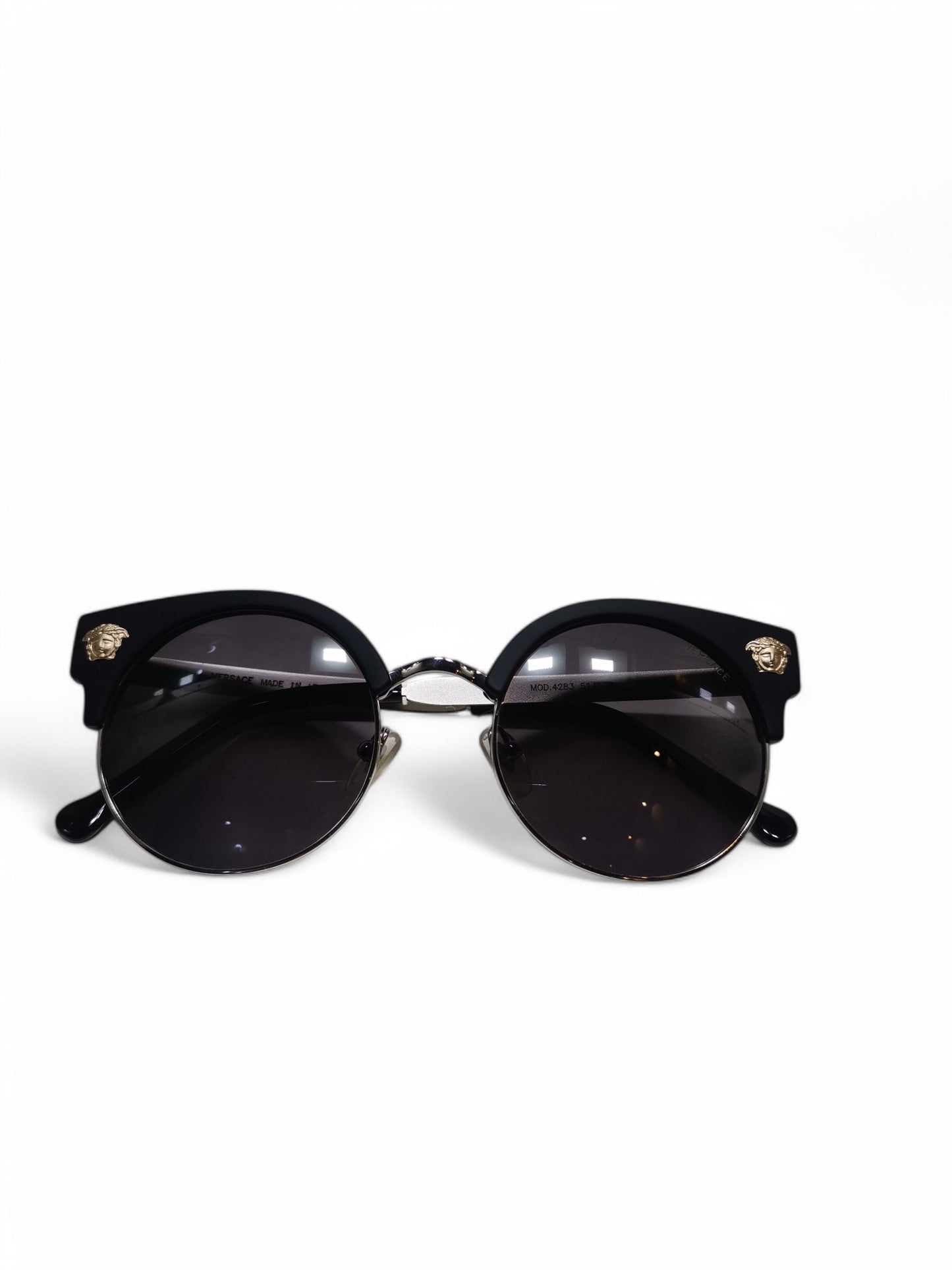 Versace - Round Black and Silver - Metal / Acetate