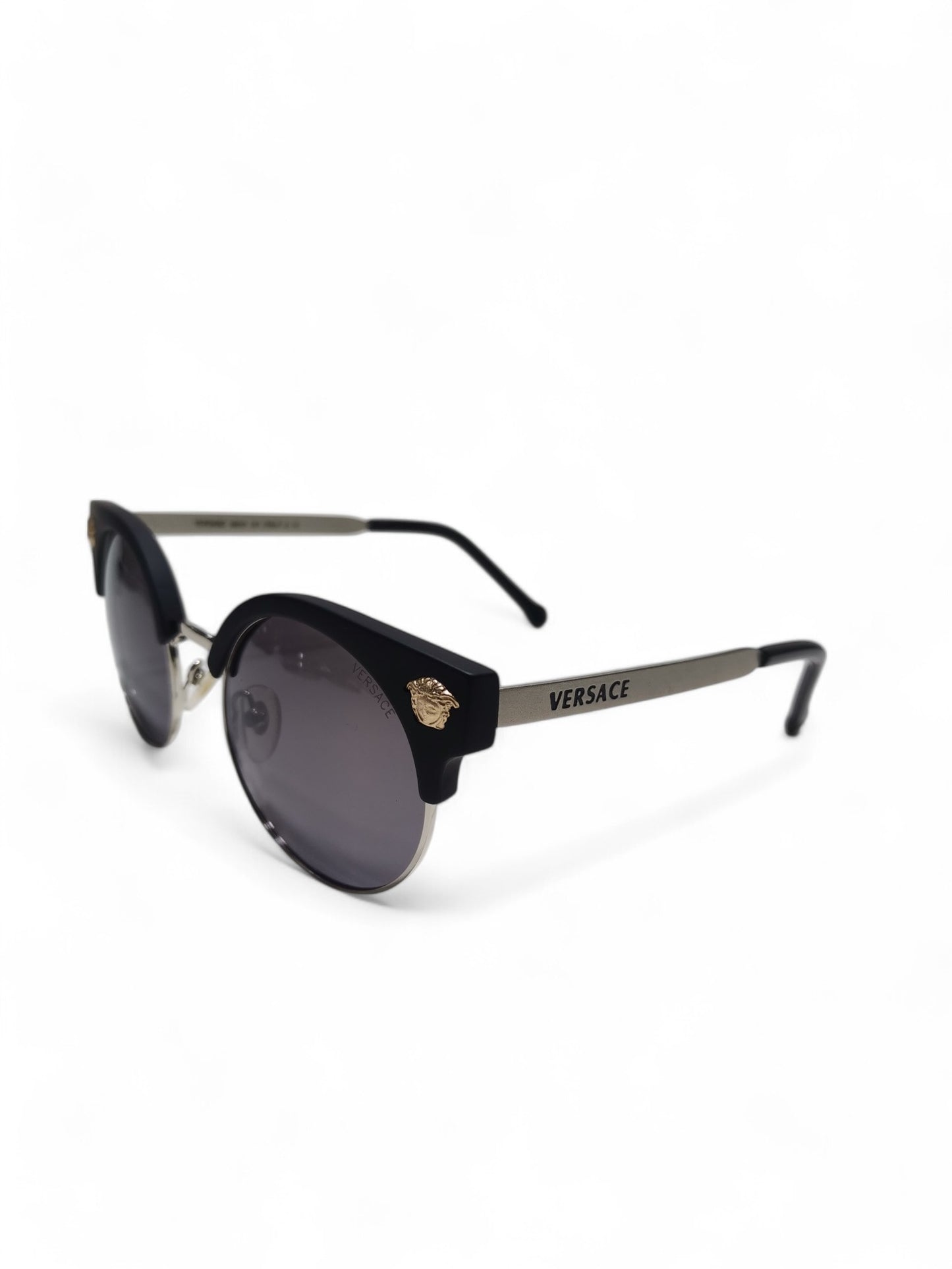 Versace - Round Black and Silver - Metal / Acetate