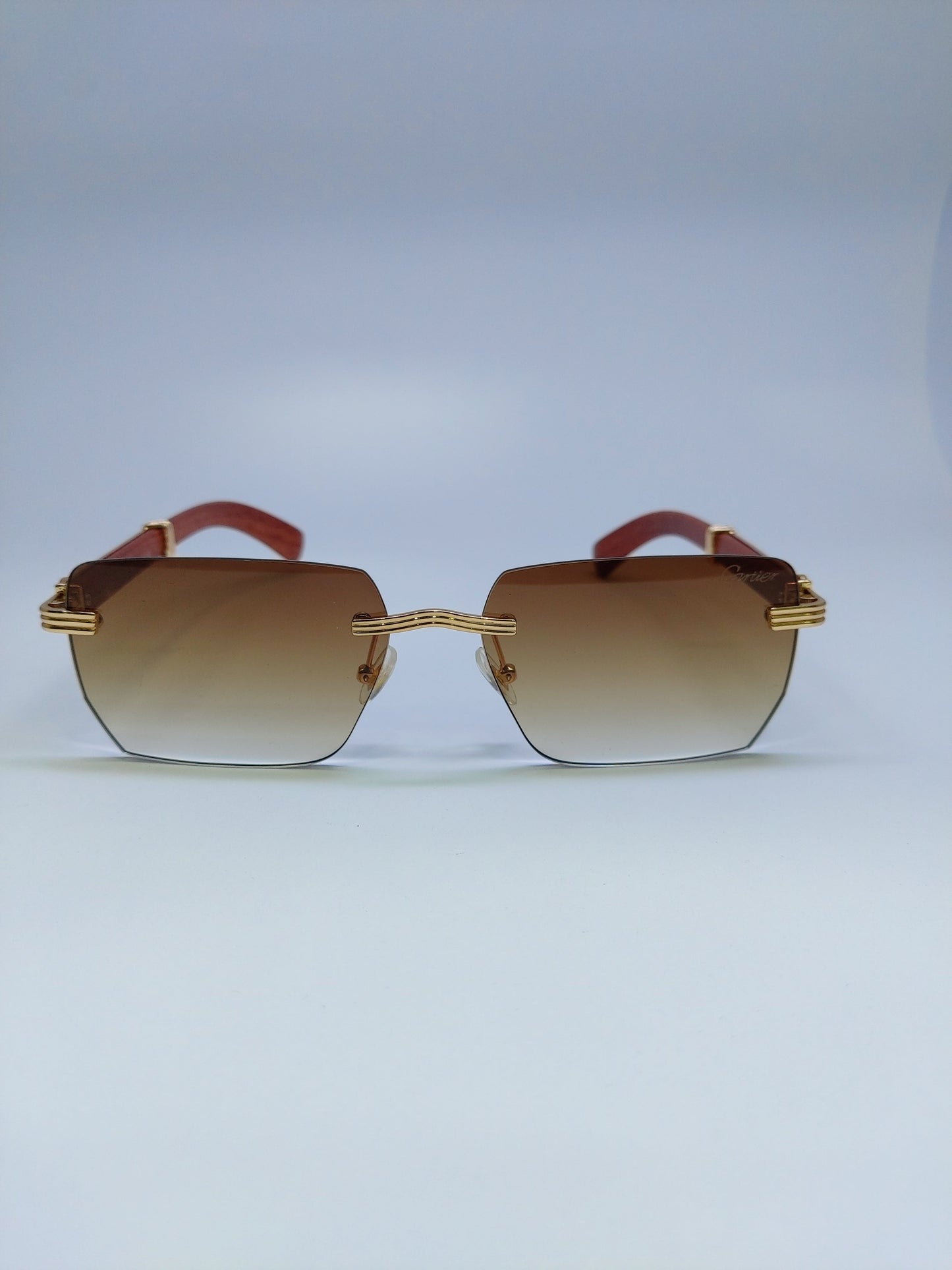 Cartier - Wooden Rimless - Brown and Gold - Metal