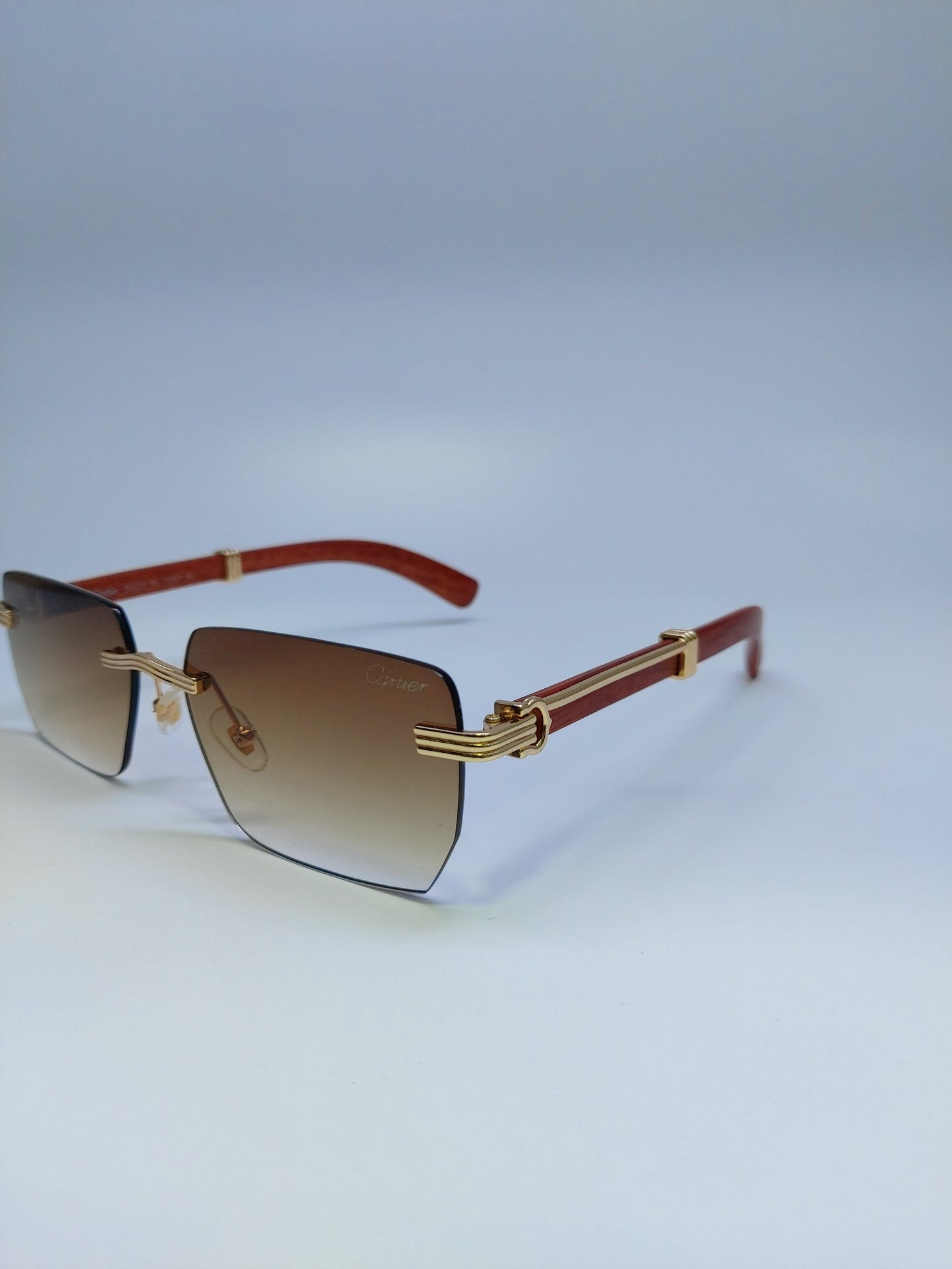 Cartier - Wooden Rimless - Brown and Gold - Metal